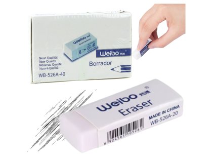 Bílá školní kancelářská guma Weibo WB-526A-40 3,5cm