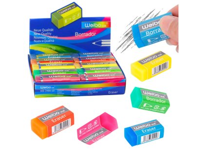 Barevná gumovací guma Weibo WB-3486-20, 6 cm Mix, školní a kancelářská použití