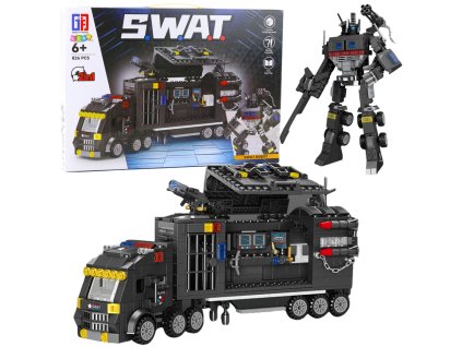 Konstrukční Kostky 8v1 Vozidlo SWAT Policie Robot 826 ks