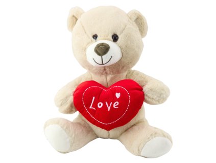 Plyšový Medvídek Srdcem Krémový Béžový 30cm