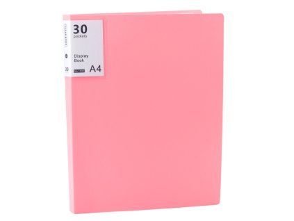 Růžové obchodní portfolio A4 s 30 průhlednými obaly