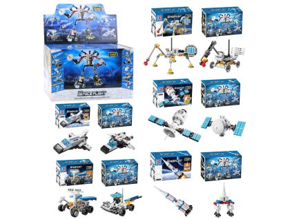 Stavebnice Bloky Kosmický Set Raket Antény Roboty 2v1 44-54 ks.