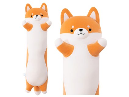 Podlouhlý Plyšový Polštář Pes Shiba 60cm