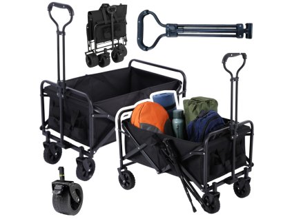 Skládací zahradní a plážový transportní vozík černý 120L