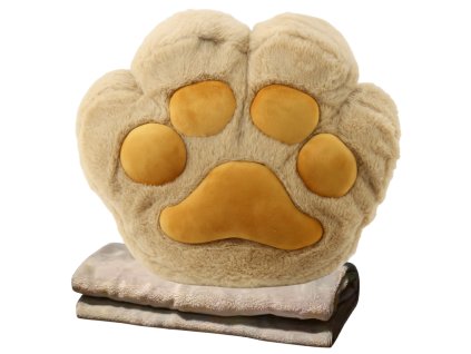 Plyšový Polštář S Kapsou Na Ruce a Dekou Zahrievač Béžový 40cm