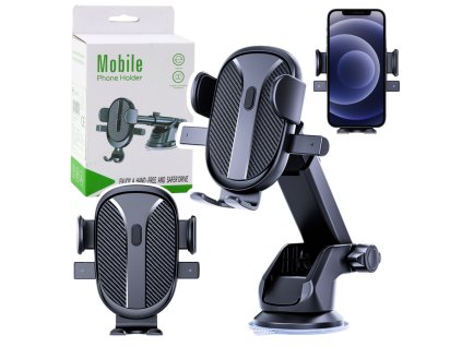 Silný Držák do Auta Na Sklo Palubní Desku Mřížku Černý