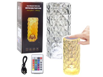 Křišťálová LED Noční Lampa 16 Barev Dotyková Ovladač