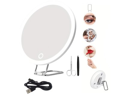 30x Zvětšení Kosmetické Zrcadlo s Osvětlením 3 Režimy Příslušenství