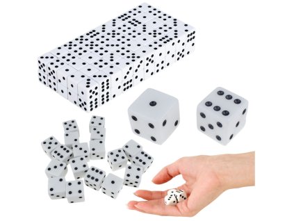 Sada Klasických Herních Kostek 1–6 Bílých 100ks