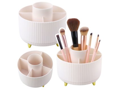 Otočný 360° Organizer na Kosmetické Štětce s 5 Přihrádkami Bílý