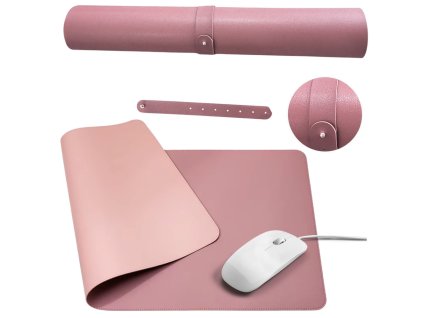 Oboustranná Ekokůže Podložka pod Klávesnici a Myš na Stůl Růžová 80x40 cm