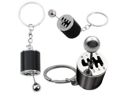 Kovový přívěsek na klíče Převodovka s pohyblivou řadicí pákou Černý