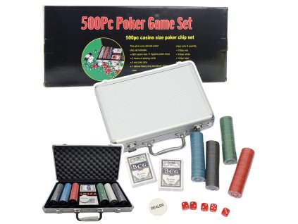 Profesionální Pokerová Sada s Aluminiovým Kufříkem 500 dílů