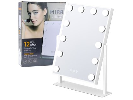 Hollywood Zrcadlo s LED Osvětlením 12 Žárovek 3 Světelné Režimy Bílé