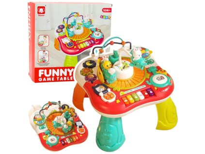 Interaktivní vzdělávací stolek s hudebním panelem Pianinko 2v1 Červený