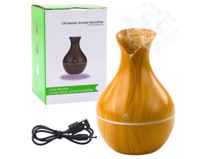 Zvlhčovač Vzduchu Difuzér Aromaterapie Imitace Dřeva 130ml
