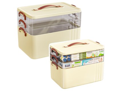 Organizér na léky Prostorný 3-Úrovňový Domácí Lékárnička