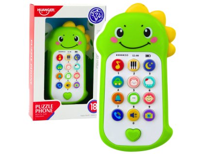 Interaktivní Edukační Telefon Pro Děti Zvuky Melodie Dinosaurus Zelený