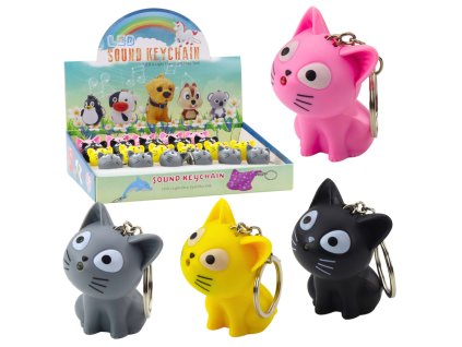 Přívěsek na klíče Batoh Kočka Svítilna LED Zvuk Mix Barevný