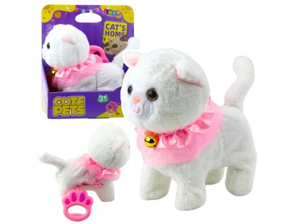 Interaktivní Kočka na Vodítku Růžová Volánka Zvonění Chodí Mňouká