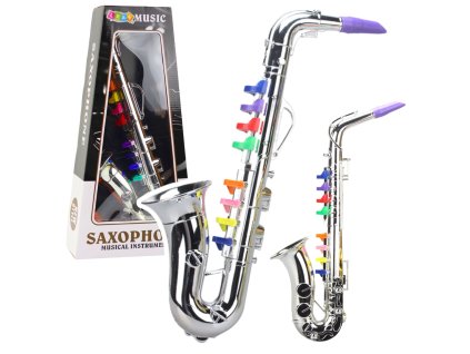 Dětský Hudební Nástroj Hračka Saxofon Stříbrný