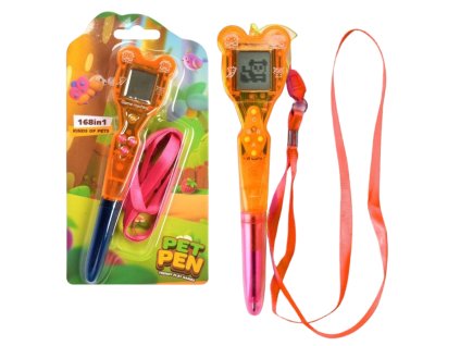 Elektronická hra s perem 168v1 a řemínkem růžovo-oranžovým