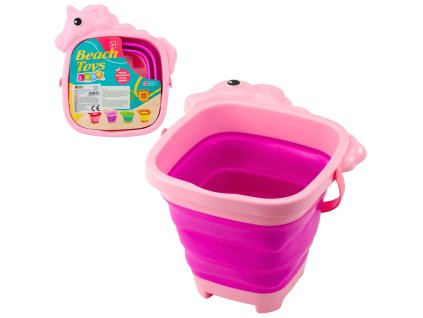 Skládací Silikonové Kbelíček Jednorožec Plážové Růžové