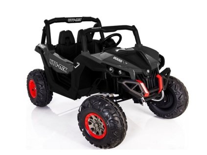 Dětský elektrický vůz Jeep XMX603 s dálkovým ovládáním a LED osvětlením - černá ekokůže