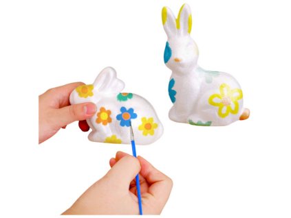 Sada pro Malování Polystyrenových Velikonočních Ozdob 2 Zajíci 4 Vejce Barvy