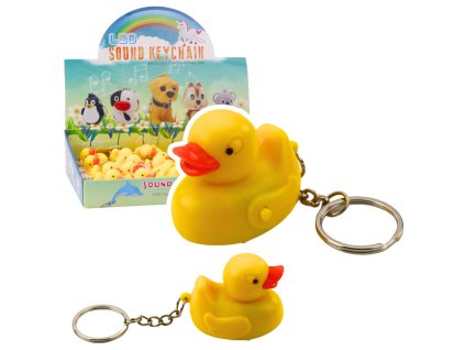 Přívěsek Na Klíče Batoh Kachna Baterka LED Zvuky Žlutá