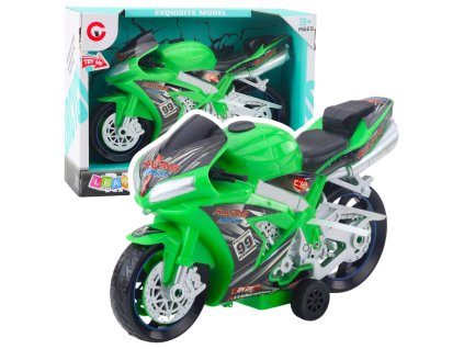 Závodní Motocykl Hračka Pohon Světla Zvuky Zelená