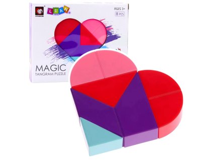 Magnetické Kostky Tangram Puzzle Srdce Samolepky 8 Ks