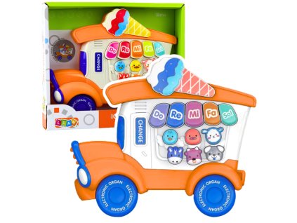Dětské Edukační Klavírní Autíčko Oranžové - Elektronická Zmrzlinová Klavírní Hračka