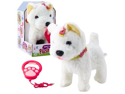 Interaktivní Plyšový Pes Bílý s Vodítkem a Zvuky