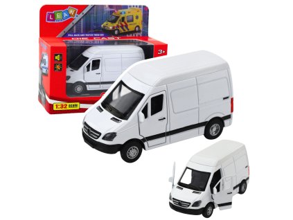 Kovový Model Dodávkového Vůzu 1:32 se Světly, Zvuky a Pull Back Mechanismem - Bílý
