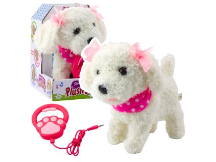 Interaktivní Chodící Plyšový Pudlík s Vodítkem - Štěkot s Růžovými Doplňky pro Děti 3+