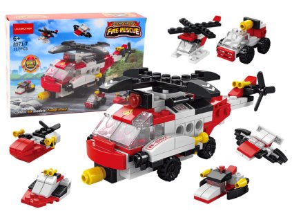 Stavebnice Helikoptéra 6v1 DIY Sada Vozidel 117 dílů