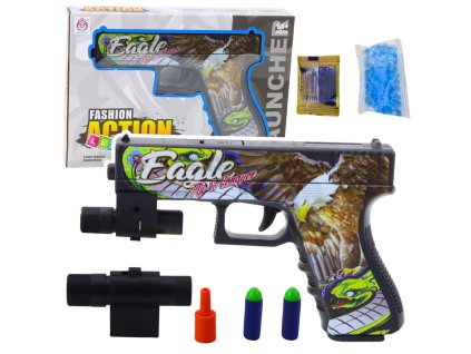 Pistole na vodní kuličky a pěnové šipky s laserem a potiskem orla