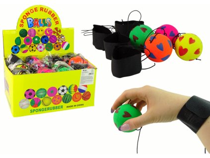 PU Míček na Gumičce 6 cm 4 Barvy Srdce