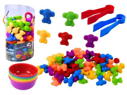 Hračka na třídění barev Zvířátka Medvěd Žába 36 Kusů