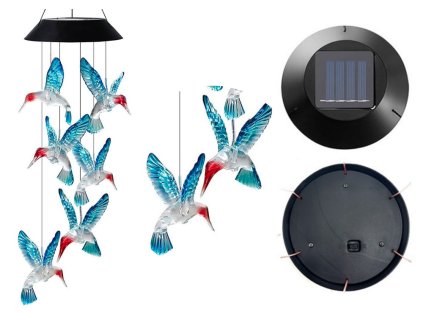 Solární LED Osvětlení Kolibří Zvonky Barevné