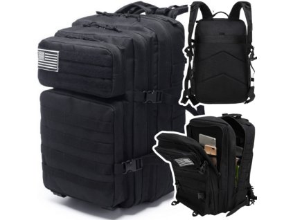 Vojenský Taktický Batoh Černý 40-60L