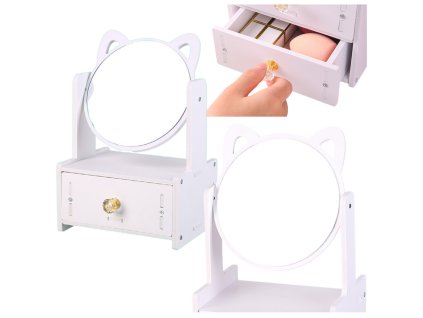 Malá dřevěná toaletka se zrcátkem a šuplíkem bílá