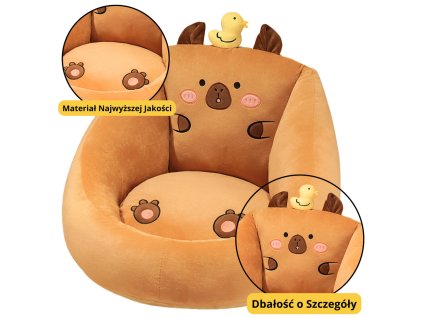 Dětské Plyšové Křeslo Kapybara s Kačenkou Hnědé 50x45cm