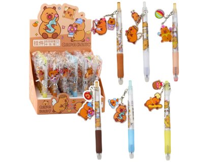 Kapibara Gelové Pero s Přívěskem Modrý Inkoust 14,5cm Mix