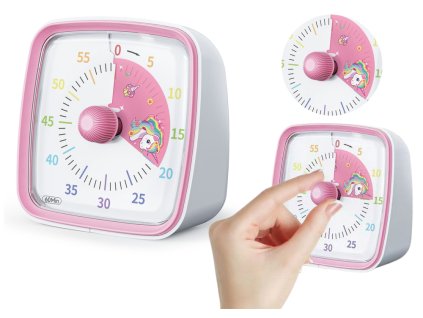 Minutka S Alarmem a Světlem Bílo-Růžová S Jednorožcem