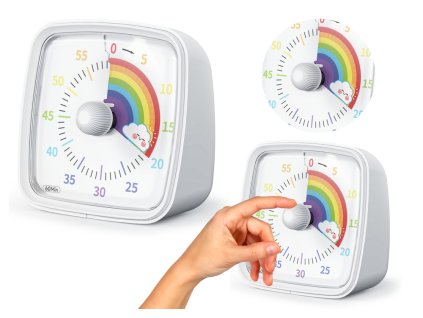 Minutka s Alarmem a Světlem Bílá Knoflík Duha