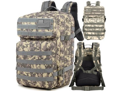 Šedý vojenský taktický batoh 40-60L