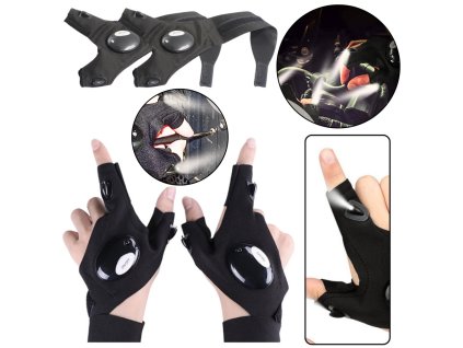 Univerzální LED Svítící Multifunkční Rukavice s Baterkami na Prsty