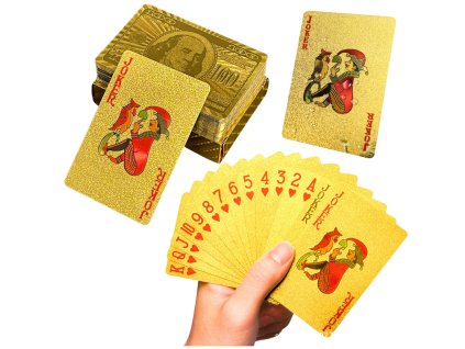 Elegantní Zlaté Hrací Karty ve stylu Dolaru - 54 Karet v Sadě